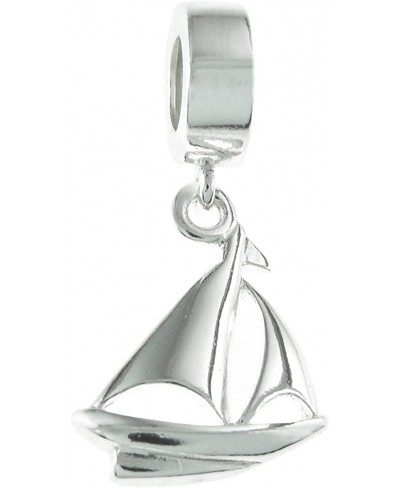 Sterling Silver Yacht Sailboat European Style Dangle Bead Charm $20.39 Charms & Charm Bracelets