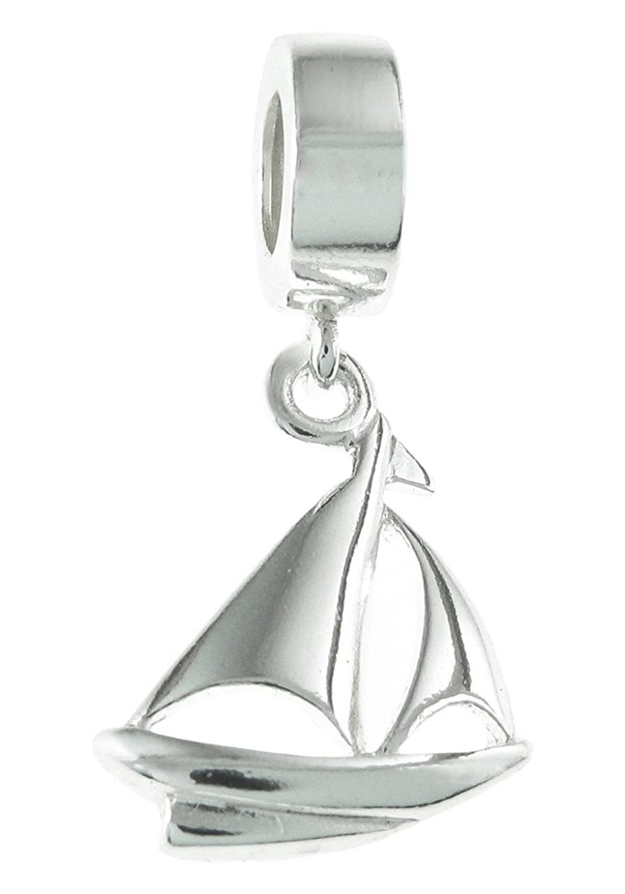 Sterling Silver Yacht Sailboat European Style Dangle Bead Charm $20.39 Charms & Charm Bracelets