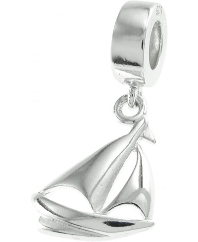 Sterling Silver Yacht Sailboat European Style Dangle Bead Charm $20.39 Charms & Charm Bracelets