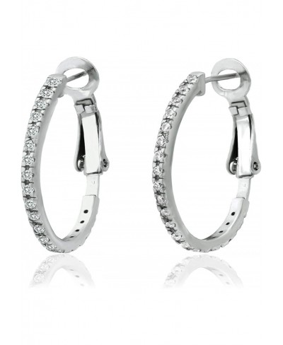 925 Sterling Silver Cubic Zirconia Round 1.50 mm Inside-Out Hoop Earrings $47.42 Hoop