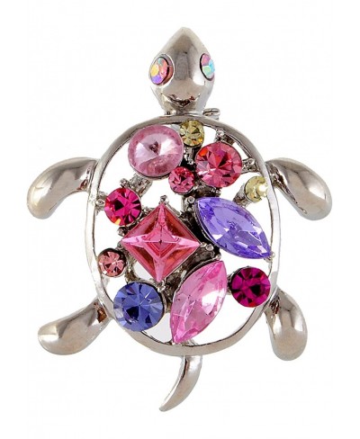 Petite Silvery Tone Rose Amethyst Crystal Rhinestone Sea Turtle Fashion Pin Brooch $21.84 Brooches & Pins