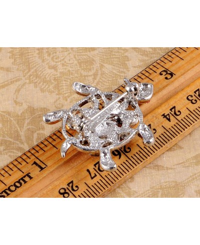 Petite Silvery Tone Rose Amethyst Crystal Rhinestone Sea Turtle Fashion Pin Brooch $21.84 Brooches & Pins