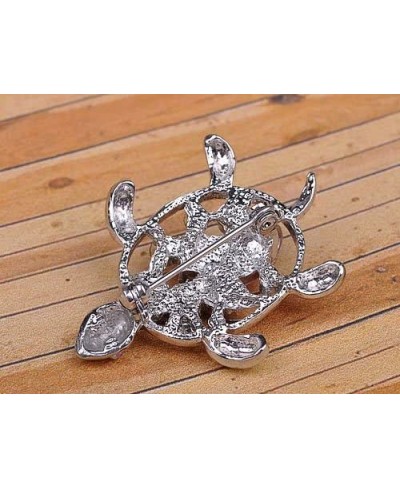 Petite Silvery Tone Rose Amethyst Crystal Rhinestone Sea Turtle Fashion Pin Brooch $21.84 Brooches & Pins