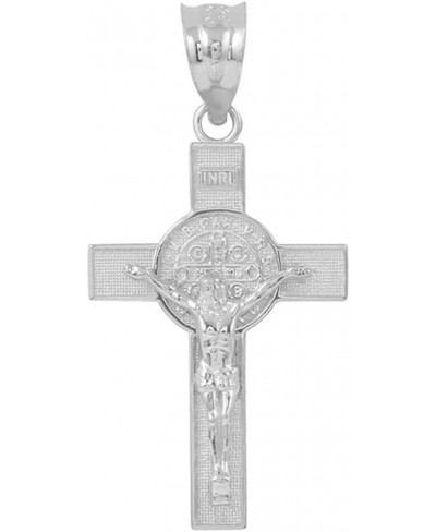 Solid 925 Sterling Silver St. Benedict Crucifix Cross Pendant Necklace (1.30") $23.68 Pendants & Coins