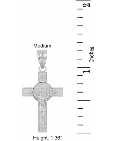 Solid 925 Sterling Silver St. Benedict Crucifix Cross Pendant Necklace (1.30") $23.68 Pendants & Coins