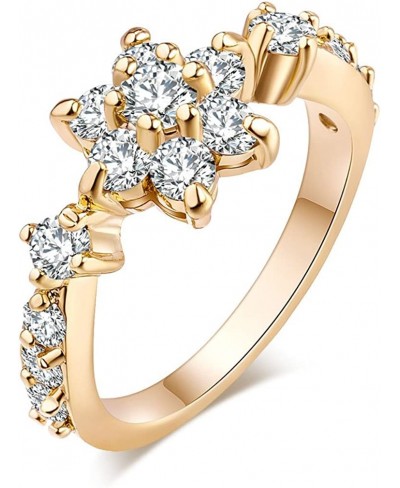 Fashion Brilliant Flower Shape Cubic Zirconia Gold Plated Ring for Women $9.35 Bands