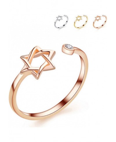 Zircon Jewish Star of David Ring for Women Simple Open Hexagram Finger Ring Jewelry $13.25 Bands