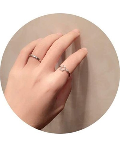 Zircon Jewish Star of David Ring for Women Simple Open Hexagram Finger Ring Jewelry $13.25 Bands