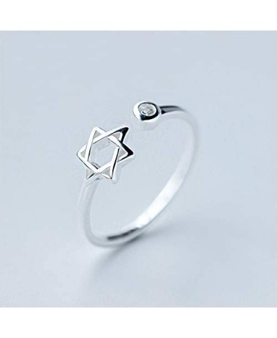 Zircon Jewish Star of David Ring for Women Simple Open Hexagram Finger Ring Jewelry $13.25 Bands