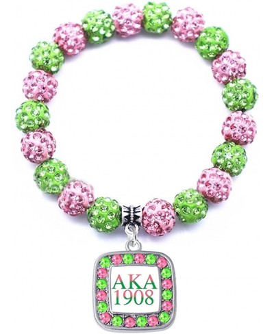 Graduation Sorority Gifts Bracelet Pink and Green Bead Bracelet Alpha Kappa A Greek Paraphernalia Sorority Jewelry Gifts $10....
