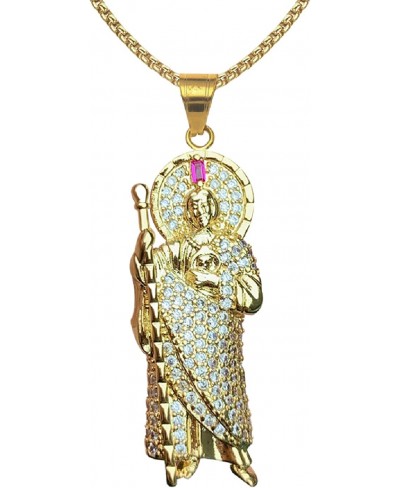 18K Gold Plated Saint Jude Necklace 24In San Judas Tadeo Pendant Necklace $26.31 Pendant Necklaces