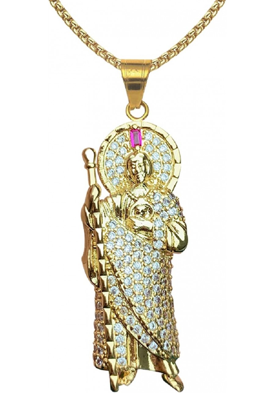 18K Gold Plated Saint Jude Necklace 24In San Judas Tadeo Pendant Necklace $26.31 Pendant Necklaces