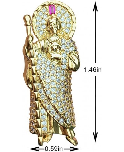 18K Gold Plated Saint Jude Necklace 24In San Judas Tadeo Pendant Necklace $26.31 Pendant Necklaces