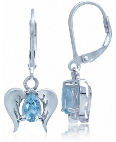 Genuine Blue Topaz 925 Sterling Silver Angel Wings Dangle Leverback Earrings $19.54 Drop & Dangle