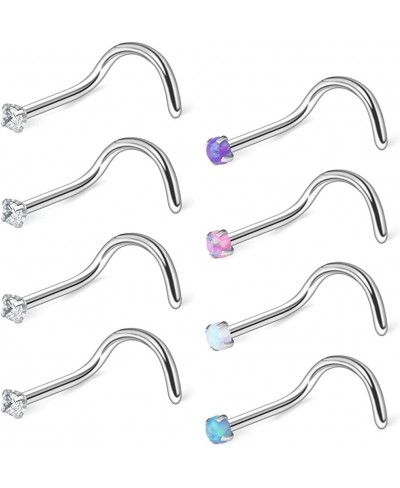 20G 316L Surgical Steel 1.5mm 2mm 2.5mm 3mm Opal & Clear CZ Nose Screw Rings Studs Ring Body Piercing Jewelry 8-20PCS $9.56 P...