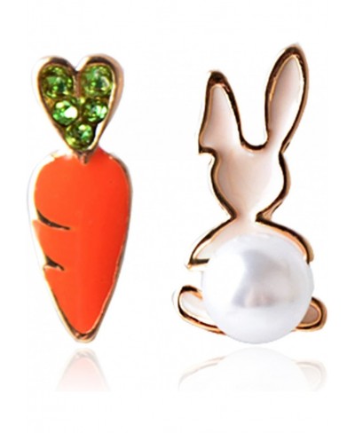 Easter Bunny Earrings For Girls Cute Rabbit Carrot Preal Stud earrings Small Enamel Bunny Stud Easter Gift For Women $9.06 Stud