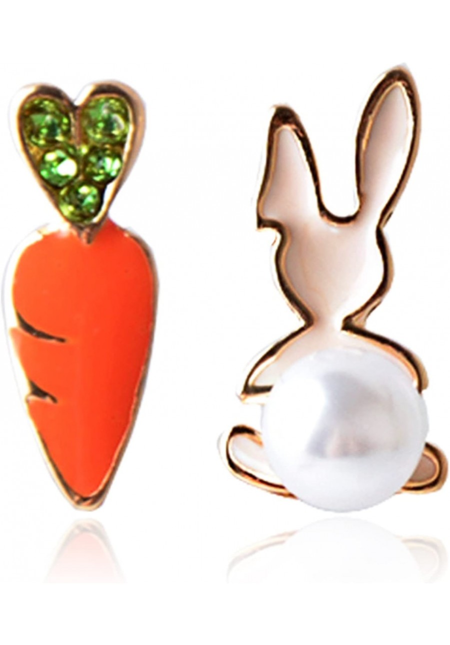 Easter Bunny Earrings For Girls Cute Rabbit Carrot Preal Stud earrings Small Enamel Bunny Stud Easter Gift For Women $9.06 Stud