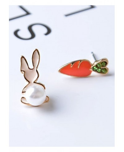 Easter Bunny Earrings For Girls Cute Rabbit Carrot Preal Stud earrings Small Enamel Bunny Stud Easter Gift For Women $9.06 Stud