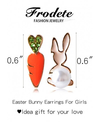 Easter Bunny Earrings For Girls Cute Rabbit Carrot Preal Stud earrings Small Enamel Bunny Stud Easter Gift For Women $9.06 Stud