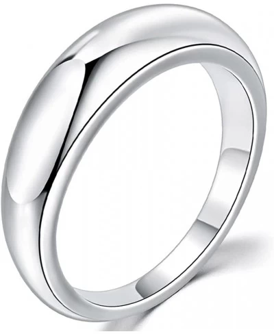 Stainless Steel Classic Simple Plain Fat Dome Style Wedding Band Promise Statement Ring $6.44 Promise Rings