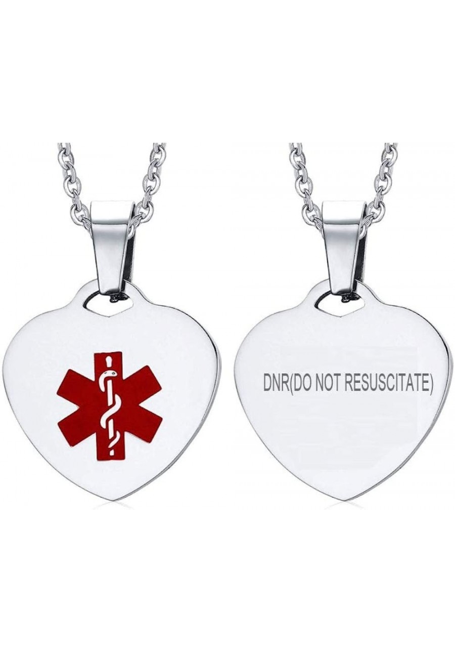 Free Engraving-Heart Shape Medical Alert ID Pendant Necklace/Keychain for Men Women 20 Inches Chain $10.77 Pendant Necklaces