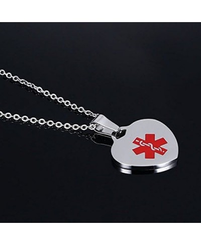 Free Engraving-Heart Shape Medical Alert ID Pendant Necklace/Keychain for Men Women 20 Inches Chain $10.77 Pendant Necklaces