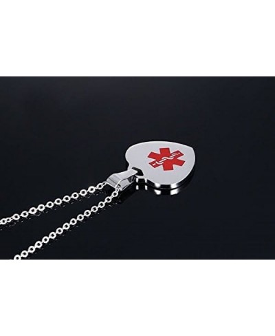 Free Engraving-Heart Shape Medical Alert ID Pendant Necklace/Keychain for Men Women 20 Inches Chain $10.77 Pendant Necklaces