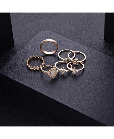 Knuckle Joint Stackable Rings Set for Women Vintage Boho Carved Flowers Sun Moon Midi Finger Rings Jewelry $11.84 Stacking