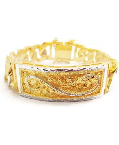 Dragon Thai Gold Plated Bangle 24k Thai Baht Yellow & White Gold Filled Bracelet 8 Inch 58 Grams 15 mm $44.52 Link