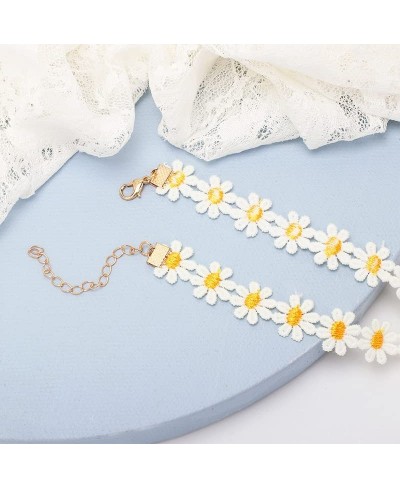 Flower Lace Choker Necklace Muti-Color Velvet Choker Necklace Set Daisy Flower Leaf Necklace Adjustable Choker Necklace for W...