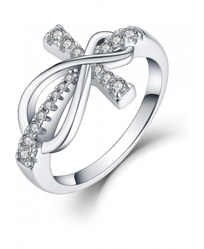 925 Sterling Silver Cubic Zirconia Cross Infinity Ring $36.83 Statement