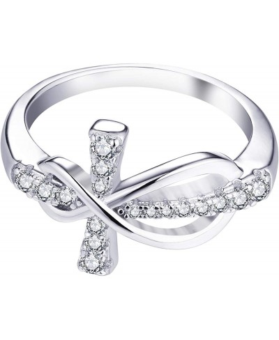 925 Sterling Silver Cubic Zirconia Cross Infinity Ring $36.83 Statement