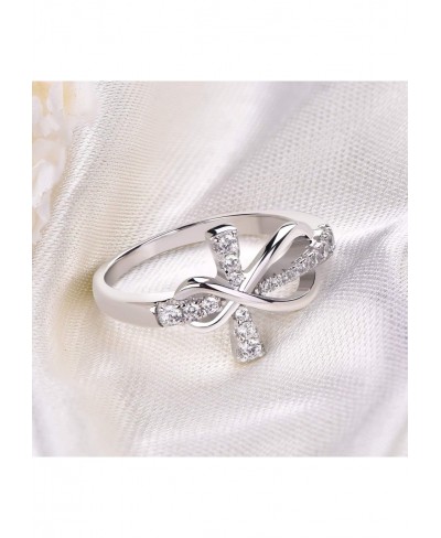 925 Sterling Silver Cubic Zirconia Cross Infinity Ring $36.83 Statement