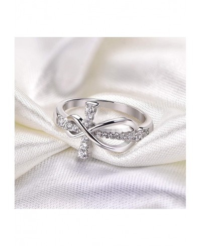 925 Sterling Silver Cubic Zirconia Cross Infinity Ring $36.83 Statement