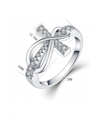 925 Sterling Silver Cubic Zirconia Cross Infinity Ring $36.83 Statement