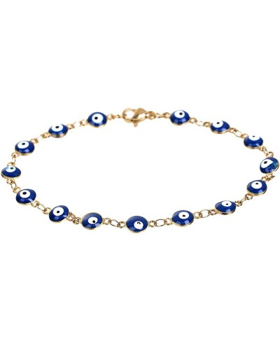 SS Stainless Steel Evil Eye Bracelet Gold Tone Overlay with Navy Blue Mini Evil Eye Beads Clasp Bracelet 7 4/8 inches $10.71 ...