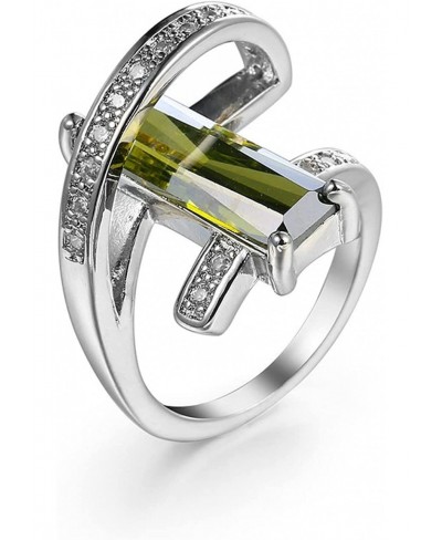 Gold Plated Ring Wedding Ring Silver Emerald-Cut CZ Promise Wedding Rings for Women Personalized Simple Engagement Ring $10.5...