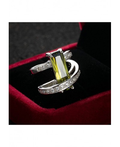 Gold Plated Ring Wedding Ring Silver Emerald-Cut CZ Promise Wedding Rings for Women Personalized Simple Engagement Ring $10.5...