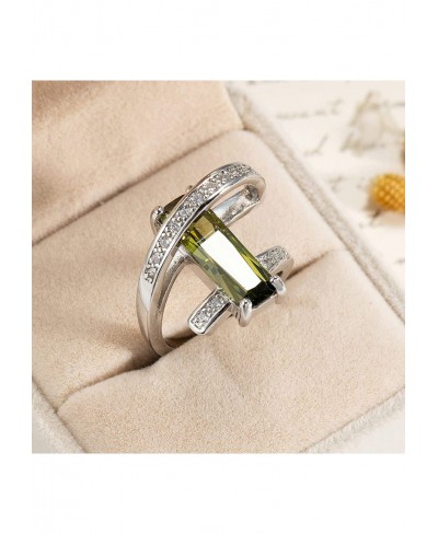 Gold Plated Ring Wedding Ring Silver Emerald-Cut CZ Promise Wedding Rings for Women Personalized Simple Engagement Ring $10.5...