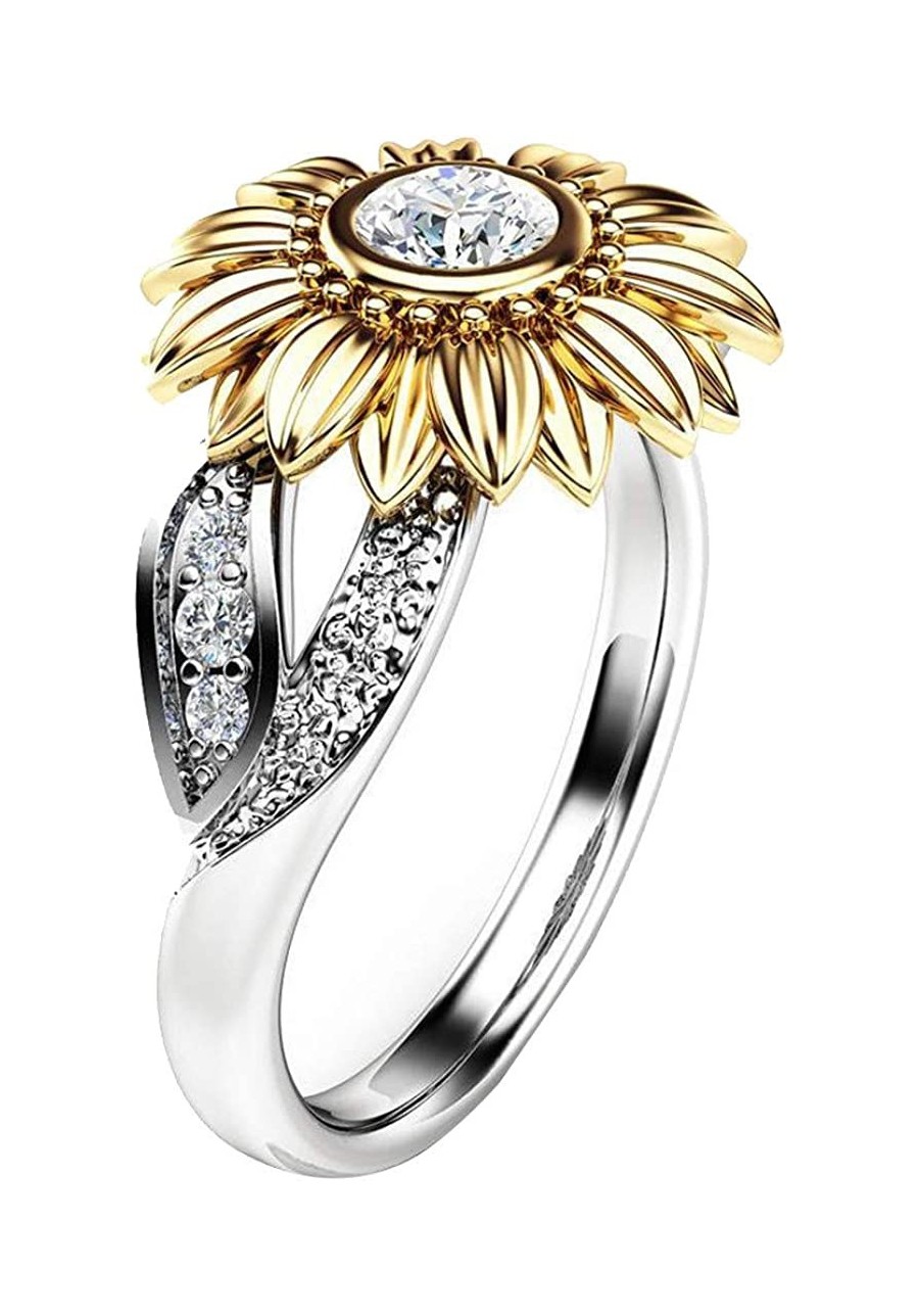 Engagement Ring Wedding Band Sunflower Zirconia Inlaid Statment Ring Proposal Ring Jewelry Gifts for Women $6.29 Engagement R...