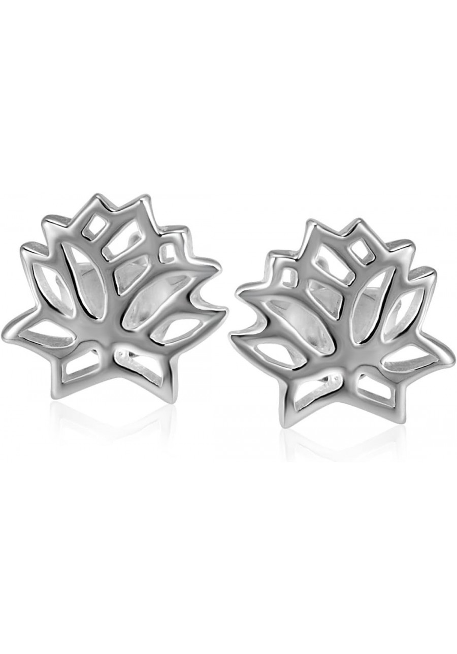 925 Sterling Silver Lotus Flower Stud Earrings $11.70 Stud