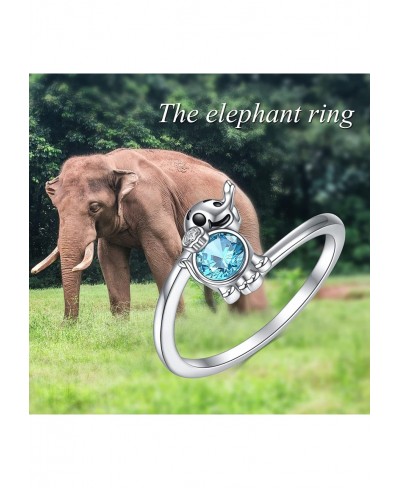 Elephant Ring 925 Sterling Silver Finger Rings for Women Wife Mom Daughter Jewelry Gift $21.27 Statement