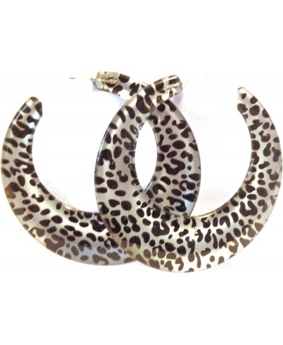 Leopard Spot Hoop Earrings Silver Leopard Spot Hoops 2.5 Inch Hoops $9.52 Hoop