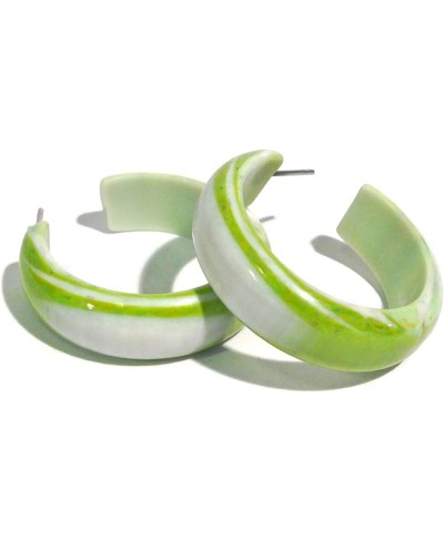 Lime Green Hoop Earrings vintage lucite marbled agate simple hoop earrings - SIM-GR-7 $17.80 Hoop