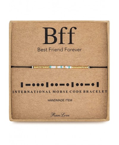 BFF Morse Code Beaded Bracelet Long Distance Relationships Friendship Gifts for Best Friends Waterproof Gold Blue White Tiny ...