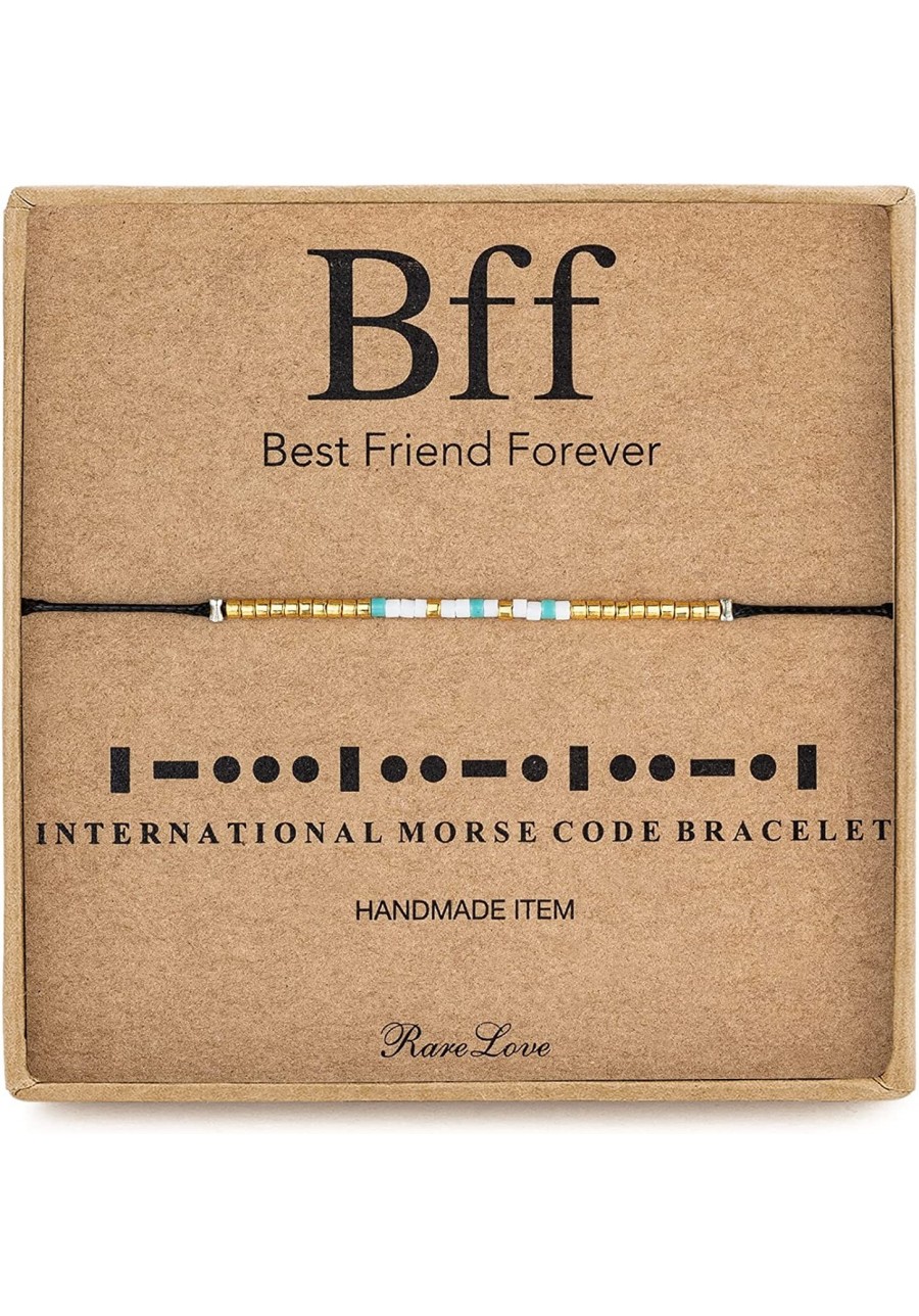 BFF Morse Code Beaded Bracelet Long Distance Relationships Friendship Gifts for Best Friends Waterproof Gold Blue White Tiny ...