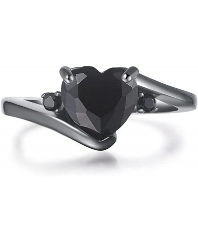 Black Gold Plated Heart Shaped Stone Solitaire Style Wedding Engagement Promise Statement Ring $12.21 Engagement Rings