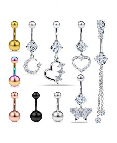 14G Belly Button Ring Surgical Steel Belly Rings Dangle Belly Button Piercing Belly Rings Dangling pregnancy belly button rin...
