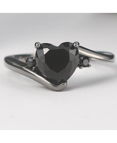 Black Gold Plated Heart Shaped Stone Solitaire Style Wedding Engagement Promise Statement Ring $12.21 Engagement Rings