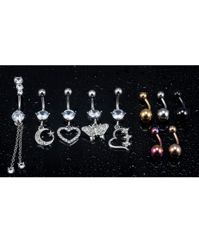 14G Belly Button Ring Surgical Steel Belly Rings Dangle Belly Button Piercing Belly Rings Dangling pregnancy belly button rin...